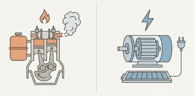 Illustrazione Motore termico: perché la fisica lo condanna di fronte all'elettrico